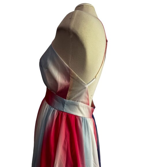 Silky Tie Die Color Splash Open Back Strappy Maxi Dress Sz Medium Womens Flowy L - Picture 10 of 14
